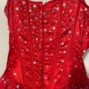 Red ball gown style dress